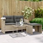 vidaXL 3-delige Loungeset met kussens poly rattan lichtgrijs, Tuin en Terras, Verzenden, Nieuw