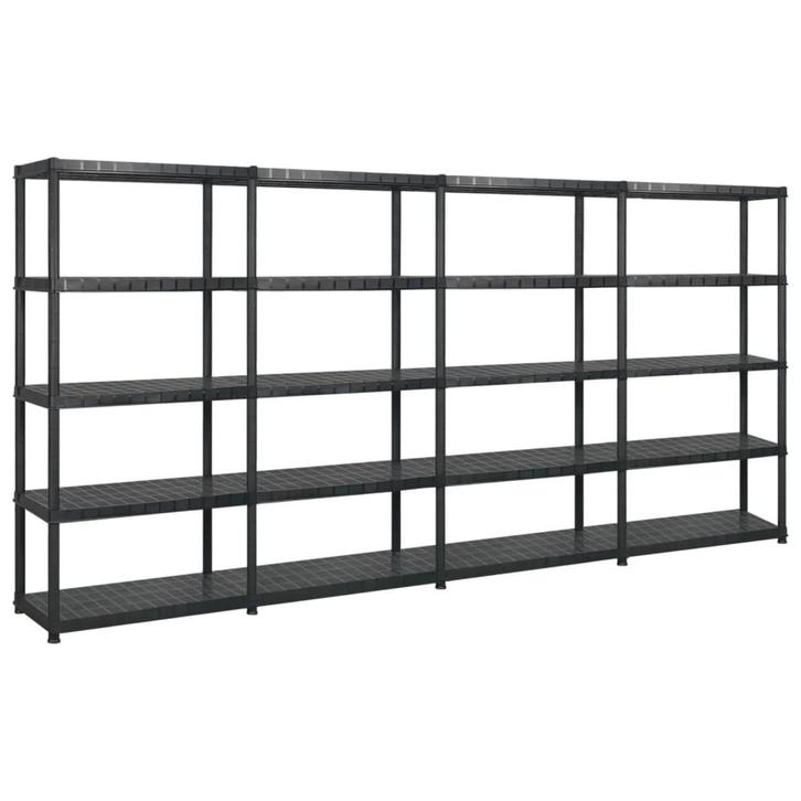 vidaXL Opbergrek 5-laags 340x40x185 cm kunststof zwart, Huis en Inrichting, Kasten | Stellingkasten, Nieuw, Verzenden