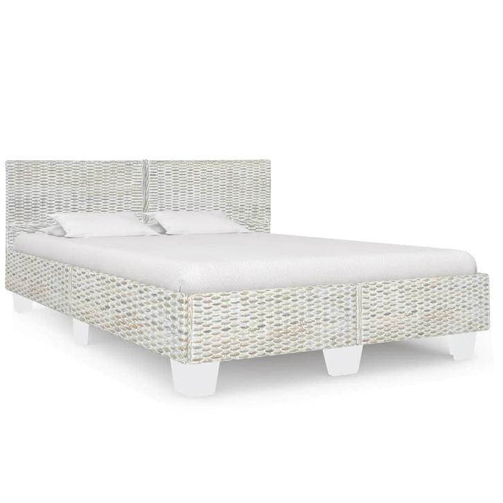 vidaXL Bedframe natuurlijk rattan grijs 140x200 cm, Huis en Inrichting, Slaapkamer | Bedden, Nieuw, Verzenden