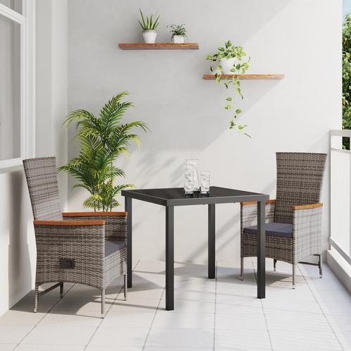 vidaXL Tuinmeubels met kussen 3 pcs Grijs Donkergrijs 80 x, Tuin en Terras, Tuinsets en Loungesets, Nieuw, Verzenden