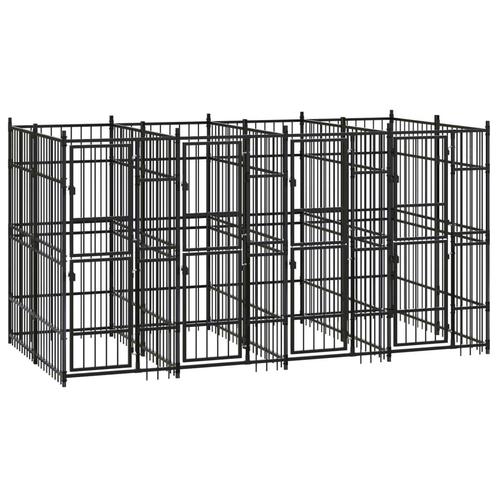 vidaXL Hondenkennel 7,37 m² staal, Dieren en Toebehoren, Hondenbenches, Nieuw, Verzenden