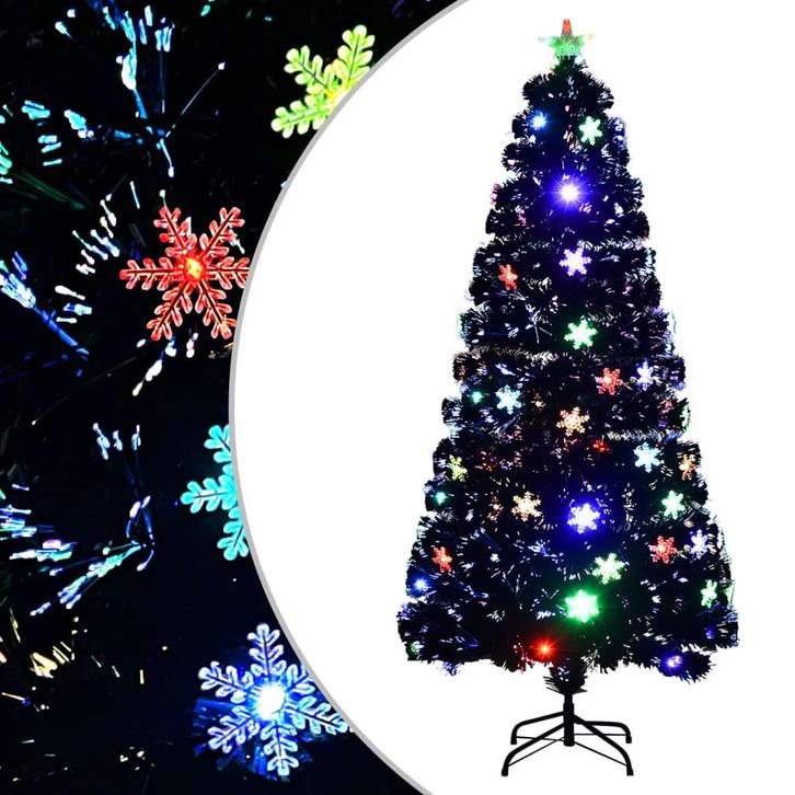 vidaXL Kerstboom met LED-sneeuwvlokken 150 cm glasvezel, Diversen, Kerst, Nieuw, Verzenden
