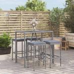 vidaXL 5-delige Tuinbarset met kussens poly rattan grijs, Tuin en Terras, Verzenden, Nieuw