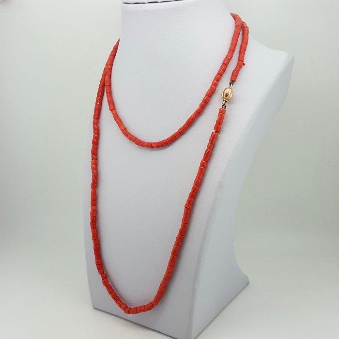 Halsketting - 14 karaat Geel goud Bloedkoraal, Handtassen en Accessoires, Kettingen