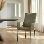 Leren eetkamerstoel Daily met armleuning - Granada Moss, Huis en Inrichting, Stoelen, Ophalen of Verzenden, Nieuw, Leer, Modern
