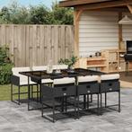 vidaXL 7-delige Tuinset met kussens poly rattan zwart, Verzenden, Nieuw, Tuinset
