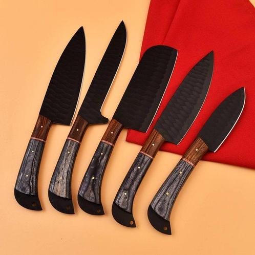 Keukenmes - Kitchen knife set - Pakka hout en staal met, Antiquités & Art, Antiquités | Ustensiles de cuisine