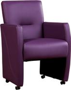 Paarse leren moderne eetkamerfauteuil - Toledo Leer, Huis en Inrichting, Stoelen, Nieuw, Leer, Ophalen of Verzenden, Landelijk