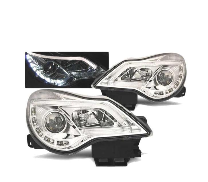 PHARES POUR OPEL CORSA D 11-14 LED TRU DRL CHROMÉ, Auto-onderdelen, Verlichting, Verzenden
