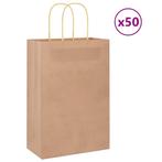 vidaXL Papieren zakjes 50 st met hengsels 21x11x31 cm bruin, Diversen, Cadeauverpakkingen, Verzenden, Nieuw