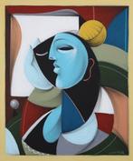 Jone Hopper - Jeune femme au chignon à la fenêtre, Antiquités & Art, Art | Peinture | Moderne