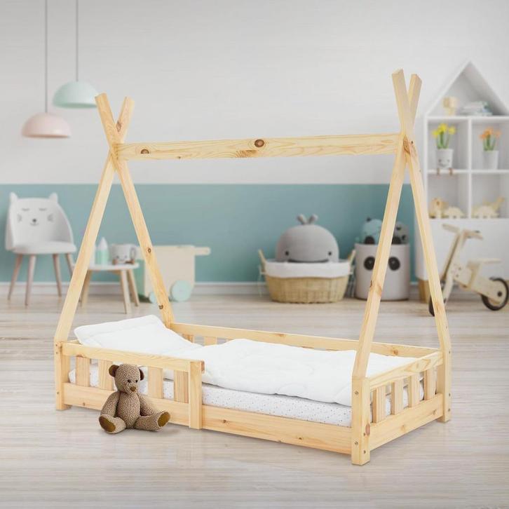 Kinderbed - Peuterbed - Tipi bed - 70x140 cm - Bruin - ML-De, Huis en Inrichting, Woonaccessoires | Overige, Nieuw, Verzenden