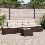 vidaXL 5-delige tuinsofa set met kussens - Bruin Poly Rattan, Verzenden, Nieuw
