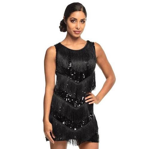 Charleston Jurk Dames Zwart Glitter, Kleding | Dames, Carnavalskleding en Feestkleding, Nieuw, Verzenden