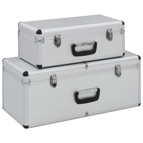 vidaXL Opbergkoffers 2 st aluminium zilverkleurig, Doe-het-zelf en Bouw, Gereedschapskisten, Nieuw, Verzenden