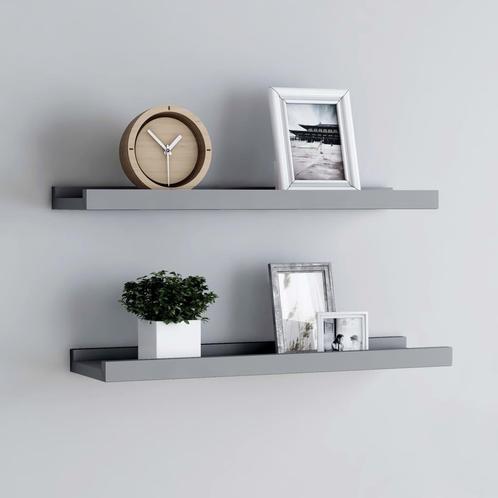 vidaXL Fotoplanken 2 st 40x9x3 cm MDF grijs, Huis en Inrichting, Kasten | Wandmeubels, Nieuw, Verzenden