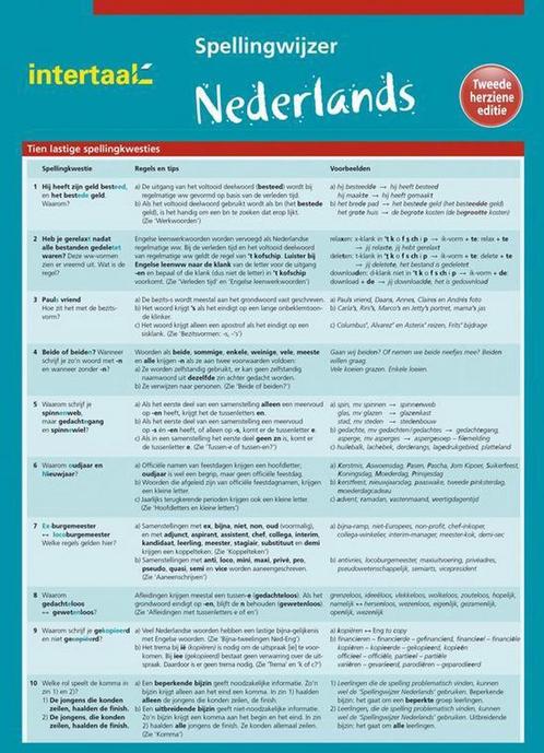 Spellingwijzer Nederlands-herziene editie uitklapkaart, Boeken, Schoolboeken, Zo goed als nieuw, Verzenden