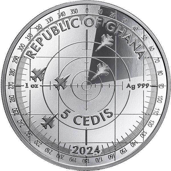 Ghana. 5 cedis 2024 Ukrainian Falcons 1 oz Proof (.999), Postzegels en Munten, Munten | Europa | Niet-Euromunten