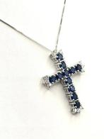 Ketting met hanger - 18 karaat Witgoud - 2.50ct. tw. Saffier