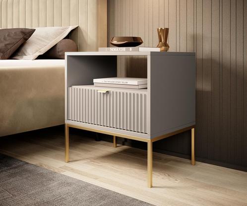 Meubella nachtkastje Navil beige 1 lade, Huis en Inrichting, Kasten | Overige, Nieuw, Verzenden