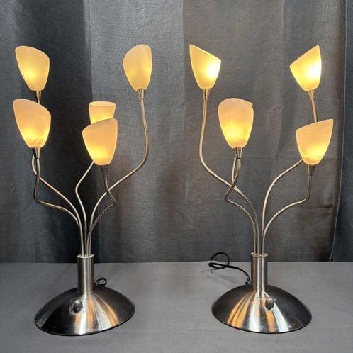 Tafellamp (2) - Opaline glas - Kelkjes, dimbaar, Antiek en Kunst, Curiosa en Brocante