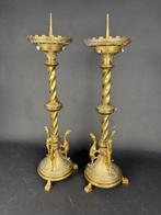 Kandelaar (2) - Verguld messing, Verguld brons - NEO GOTIEK