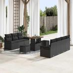 vidaXL Tuinbank Set in hoogte verstelbaar 10 pcs Zwart poly, Tuin en Terras, Verzenden, Nieuw