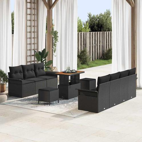 vidaXL Tuinbank Set in hoogte verstelbaar 10 pcs Zwart poly, Tuin en Terras, Tuinsets en Loungesets, Nieuw, Verzenden