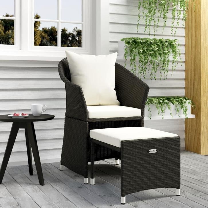 vidaXL 2-delige Loungeset met kussens poly rattan zwart, Tuin en Terras, Tuinsets en Loungesets, Loungeset, Nieuw, Verzenden