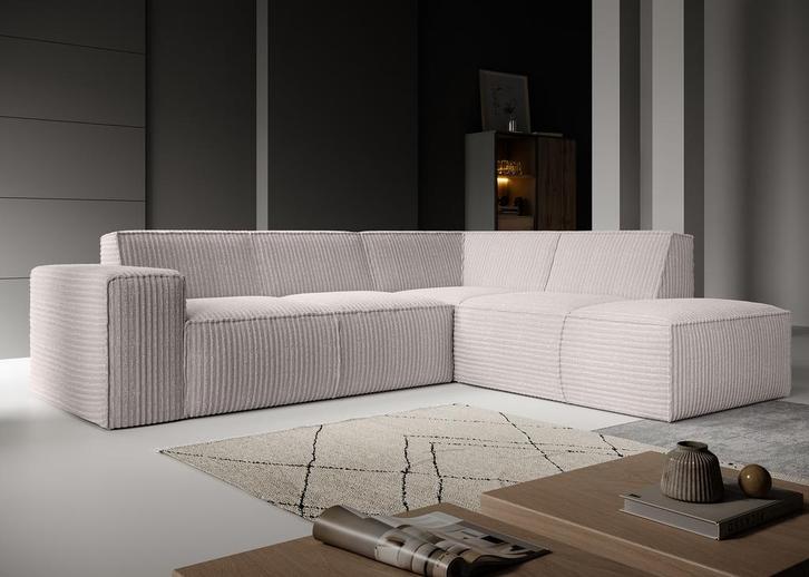 Meubella hoekbank Monet beige fluffy ribstof, Huis en Inrichting, Zetels | Complete zithoeken, Nieuw, Verzenden