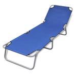 vidaXL Ligbed inklapbaar gepoedercoat staal blauw, Jardin & Terrasse, Chaises longues, Verzenden