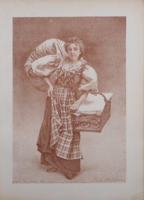 Camille Bellanger (1853-1923) - La Blanchisseuse, Antiek en Kunst, Kunst | Tekeningen en Fotografie