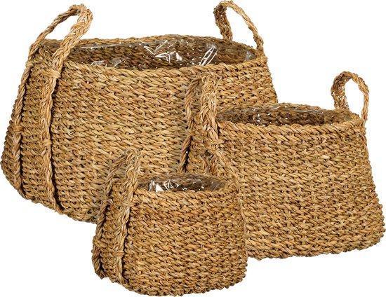 2dekans | Mica Decorations Plantenmand - Set van 3 - H25 x, Huis en Inrichting, Woonaccessoires | Schalen en Manden, Ophalen of Verzenden