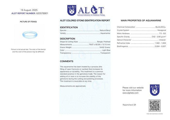 ALGT Certified - Grote en Zeldzame Natuurlijke Aquamarine, Verzamelen, Mineralen en Fossielen