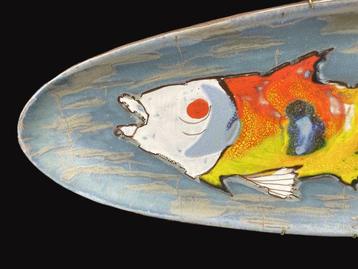 Schotel - Céramique - Motif poisson - 60 cm circa 1950