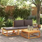 vidaXL 4-delige tuinbankset met kussens acaciahout & rotan, Verzenden, Nieuw