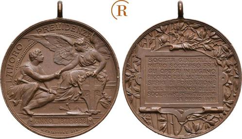 Brons medaille von Chiattone 1896 Schweiz Lugano:, Postzegels en Munten, Penningen en Medailles, Verzenden