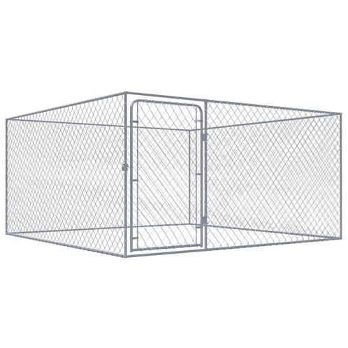 vidaXL Hondenkennel voor buiten 2x2x1 m gegalvaniseerd staal, Dieren en Toebehoren, Hondenbenches, Nieuw, Verzenden