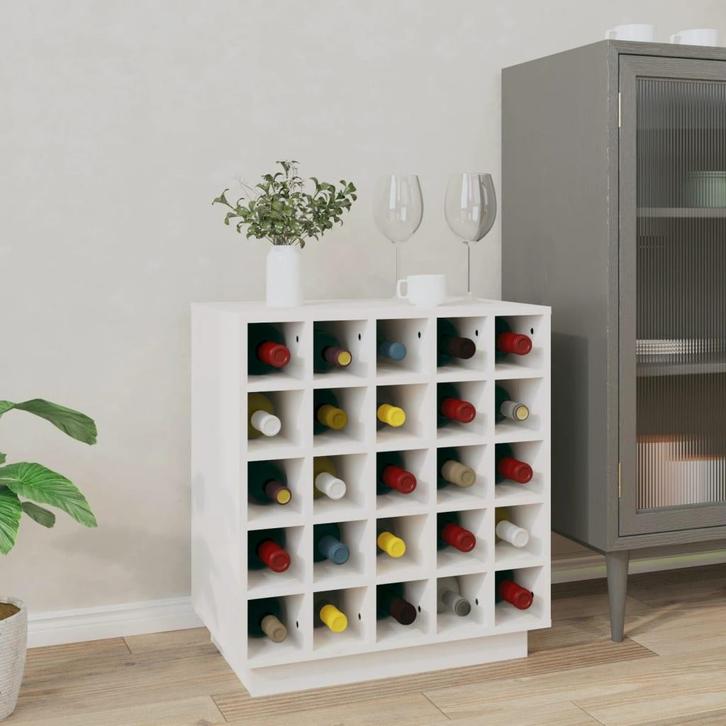 vidaXL Wijnkast 55,5x34x61 cm massief grenenhout wit, Huis en Inrichting, Woonaccessoires | Wijnrekken, Nieuw, Verzenden