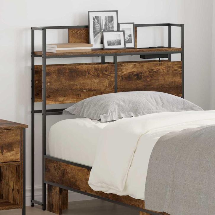 vidaXL Opberghoofdbord met plank Gerookt eiken 75 cm Bewerkt, Huis en Inrichting, Slaapkamer | Bedden, Nieuw, Verzenden