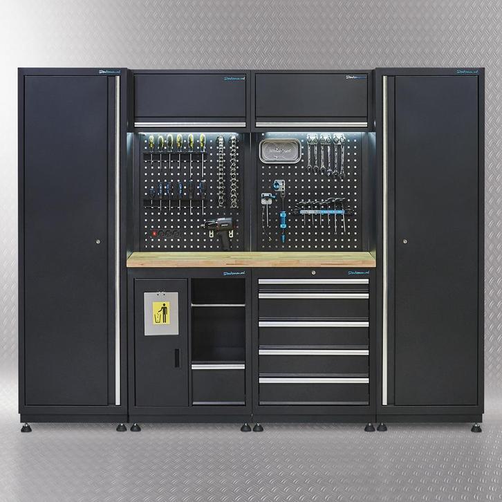 Datona Werkplaatsinrichting PREMIUM met eiken werkblad  250, Doe-het-zelf en Bouw, Werkbanken, Ophalen of Verzenden