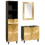 vidaXL Badkamermeubelsets 3 pcs Zwart en Goud massief, Huis en Inrichting, Verzenden, Nieuw