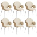 Set van 6 stoelen Scandi gestoffeerd, bouclé stof - crème, Nieuw, Verzenden