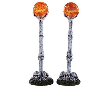 Lemax - Lighted Lantern Bone Post -  Set Of 2 -  B/o (4.5