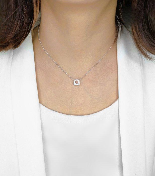 Halsketting - 18 karaat Witgoud - 0.14ct. tw. Diamant, Handtassen en Accessoires, Kettingen