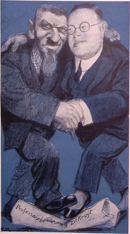 Twee mannen vieren gefaalde benoeming op spotprent (Lithos), Antiek en Kunst, Kunst | Litho's en Zeefdrukken, Verzenden