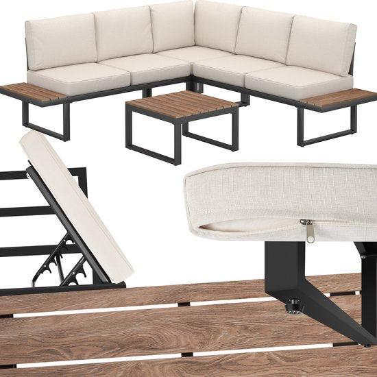 2dekans | tectake® Tuinset Eilar - 4-Delige Loungeset -, Tuin en Terras, Tuinsets en Loungesets, Ophalen of Verzenden