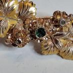 Broche - 18 karaat Geel goud Smaragd - Diamant