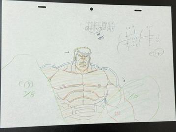 Marvel - Oorspronkelijke animatie-tekening van Hulk, in beschikbaar voor biedingen