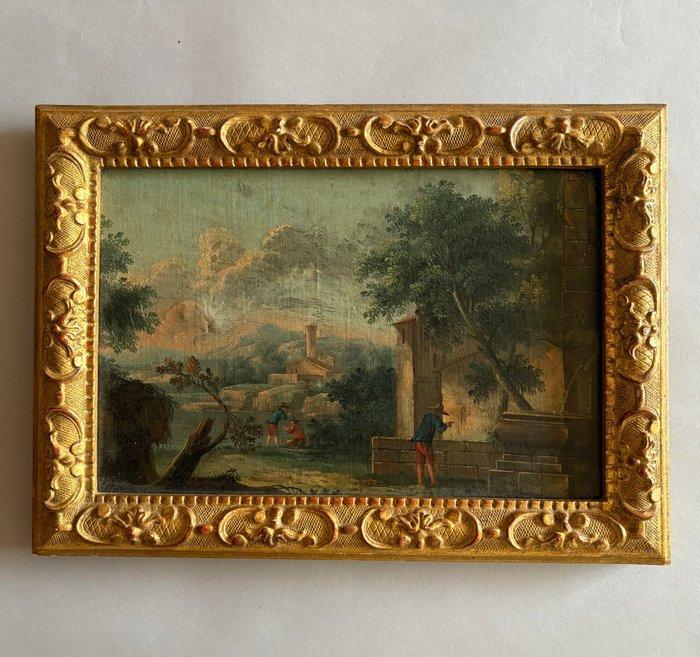 Franse school (XVIII) - Paysage XVIIeme, Antiquités & Art, Art | Peinture | Classique